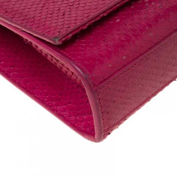 Saint Laurent Paris Pink Python Embossed Leather Kate Tassel Shoulder Bag - Picture 10 of 11